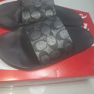 Coach Black Slide Sandals